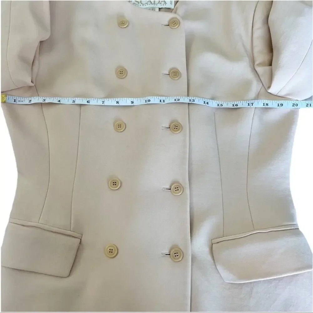 Escada by Margaretha Ley Double Breasted Wool and Silk Blazer Vintage Size 10